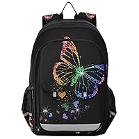 ALAZA Rainbow Colors Butterfly Hearts Casual Backpack Bag Travel Knapsack Bags