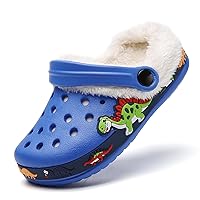 Meidiastra Kids Fur Lined Clogs Shoes Slip On Garden Shoes Non Slip House Home Slippers for Boys Girls