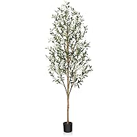 Artificial Olive Tree 6ft, Thick Faux Olive Tree for Indoor with Natural Wood Trunk and Lifelike Fruits, Silk Tall Fake Olive Tree for Home Decor Office Living Room, 1Pcs