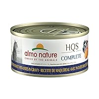 Almo Nature HQS Complete Wet Cat Food Mackerel Recipe with Sweet Potatoes in gravy 2.47 oz (Pack of 24)