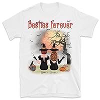 Personalized Besties Halloween T-Shirt, Best Witches Ever Shirts, Custom Witches Sisters Shirts, Custom T Shirt for Bestfriend