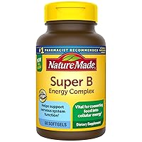 Super B Energy Complex, Dietary Supplement for Brain Cell Function Support, 60 Softgels, 60 Day Supply (Pack of 1)
