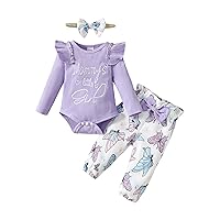 Newborn Baby Girl Clothes Infant Baby Girl Outfit Ruffle Sleeve Romper Pants Baby Clothes for Girls Summer Fall Winter