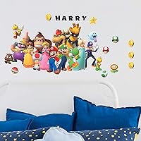 RoomMates RMK5094GM Super Mario Giant Alphabet Peel and Stick Wall Decals, Green, red, Yellow