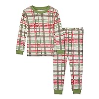 Burt's Bees Baby Baby Boys' PJ Set, Tee and Pant 2-Piece Pajamas, 100% Organic Cotton, Woodland Plaid, 24 Months