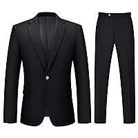 Mens Suit 2 Piece Suits for Men One Button Slim Fit Solid Jacket & Pant Tuxedo Set Business Wedding Party