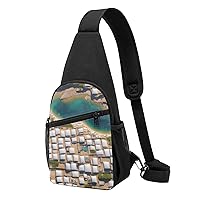 Greek Architecture Printed Patterns Sling Bags For Man And Women Crossbody Chest Bag Shoulder Bag For Casual Sport Daypack