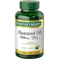 Nature's Bounty Flaxseed Oil 1200 mg, 125 Rapid Release Softgels, White, 125 Count Pack of 2