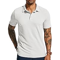 PJ PAUL JONES Men's Polo Shirts Short Sleeve Breathable Hollow Out Knit Textured Casual Shirts