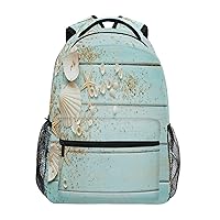 ALAZA Seashells Frame on Wooden Nautical Border Junior High School Bookbag Daypack Laptop Outdoor Backpack