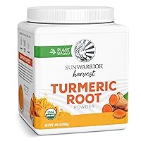 Sunwarrior Organic Turmeric Root Powder | Pure Raw Superfood Powder for Baking Smoothies and Curry | USDA Non-GMO 490g Tub (70 SRV) Organic Harvest