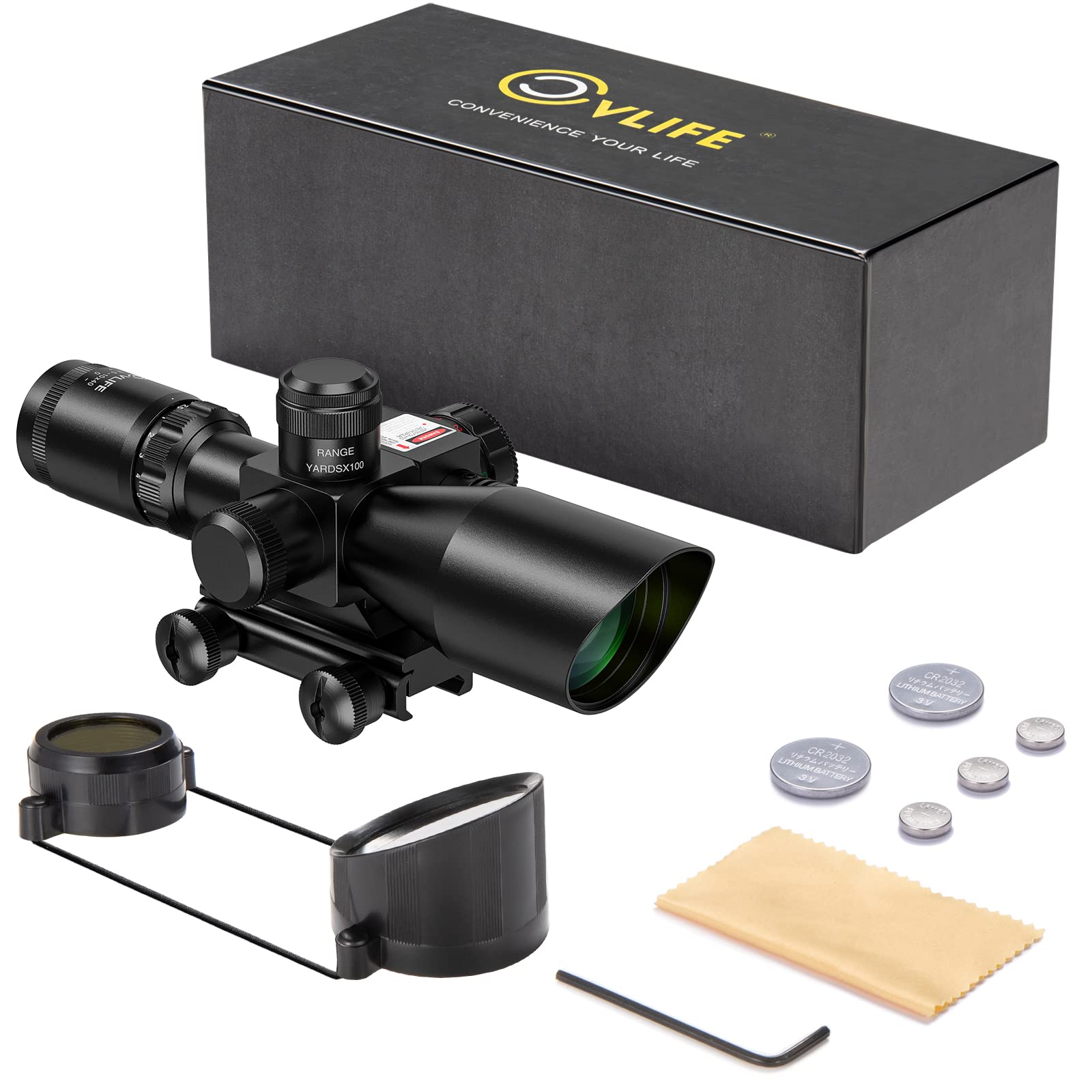 CVLIFE 2.5-10x40e Red & Green Illuminated Scope with 20mm Mount