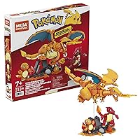 MEGA Pokémon Action Figure Building Toys for Kids, Charmander Evolution Set with 300 Pieces, 3 Poseable Characters, Charmeleon and Charizard