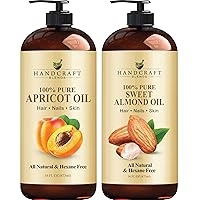 Handcraft Blends Apricot Kernel Oil and Handcraft Sweet Almond Oil - 100% Pure and Natural Oils - Premium Quality Carrier Oil for Aromatherapy, Massage and Moisturizing Skin and Hair- Huge 16 fl. oz