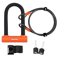 ValueMax Bike U-Lock with Cable, Heavy Duty Bicycle U-Lock, 16mm Shackle and 6FT Security Cable with Sturdy Mounting Bracket and Keys for Bicycles