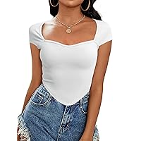 Bliwov Womens Tops 2024 Fashion Sexy Summer Spring Crop Tops Going Out Y2K Tank Tops Casual Trendy Cap Sleeve Shirts