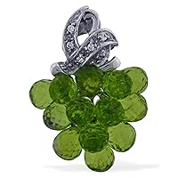 Carillon Natural Peridot Gemstone Drop Shape 10K, 14K, 18K White Gold Certified Pendant For Women for Men