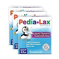 Laxative Liquid Glycerin Suppositories for Kids, Ages 2-5, 6 CT, 3 Pack