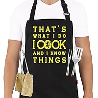 Funny BBQ Grill Aprons for Men - Men’s Adjustable Funny Chef Cooking Grilling Aprons with 2 Pockets and 40” Long Ties - Birthday Father’s Day Christmas Valentine’s Day Gifts for Dad, Husband