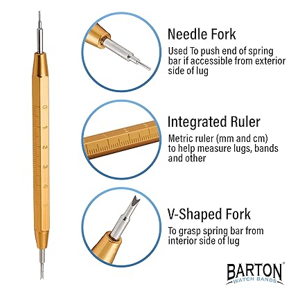 BARTON WATCH BANDS Spring Bar Tool - for Watch Pin Removal and Watch Band Replacement, Stainless steel