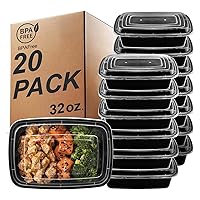 Meal Prep Containers Reusable, 20 Pack 32oz 1 Compartment Food Storage Containers with Lids To Go Containers Bento Box Reusable BPA Free Stackable Microwave Dishwasher Freezer Safe