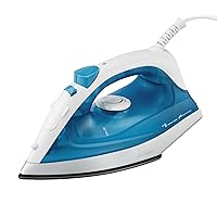 Compact Steam Iron, 1200 Watts, Non-Stick Soleplate, Powerful Shot of Steam, Horizontal or Vertical, Spray Mist, Precision Tip, White/Blue