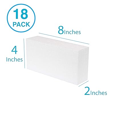 SilverlakeLLC Silverlake Craft Foam Block - 18 Pack of 8x4x2 EPS  Polystyrene Blocks for Crafting, Modeling, Art Projects and Floral