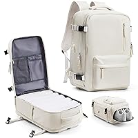 VECAVE Carry On Backpack for Women, Large Travel Backpack Flight Approved, Waterproof 17 Inch Laptop Backpack Work Business Backpacks Men Mochila De Viaje Beige