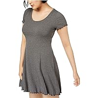 Womens Ribbed Fit & Flare Dress, Grey, XX-Small