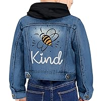 Bee Kind Toddler Hooded Denim Jacket - Cute Bee Patterned Clothing - Baby Girl Birthday Gift