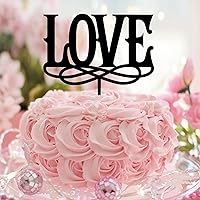 Love Cake Cupcake Toppers Monogram Letter Art Font Cupcake Topper for Anniversary Nuptial Cake Bunting Decor Decorative Reusable Established Date Family Name Acrylic Black