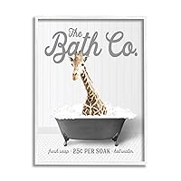 Stupell Industries Giraffe in Bubble Bath Framed Giclee Art by Lettered and Lined