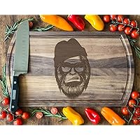Bearded Man with Beanie Walnut Board, 16.75x10 in: Rugged, Masculine Design, Perfect for Bold Chefs, Durable, Handmade Kitchen Addition.