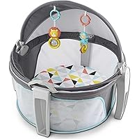Portable Bassinet and Play Space On-the-Go Baby Dome with Developmental Toys and Canopy, Windmill