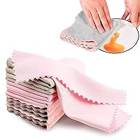 10 Pack Cleaning Cloth, 5 Pack Microfiber Reusable Fish Scale Cleaning Cloth, and 5 Pack Ultra Soft Absorbent Quick-Drying Dish Towels for Glass, Dishes, Mirrors, Stainless Steel Appliances, Etc.