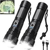 Led Flashlights 900000 Lumen High Lumens Rechargeable 2 Pack, Brightest Flash Light with 5 Modes & 18H Runtime, IPX7 Waterproof, Powerful Handheld Flashlights for Home Camping Hiking