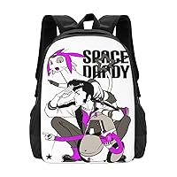 Anime Space Dandy Backpack Cartoon Large Capacity Backpacks Laptop Backpack Lightweight Canvas Shoulder bag Outdoor Travel 16-Inch Black