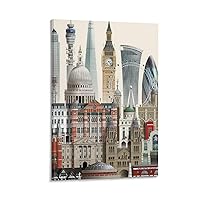 GERRIT Collage Of Travel Posters London UK Landmarks Canvas Wall Art Posters Aesthetic And DecorCanvas Painting Wall Art Poster for Bedroom Living Room Decor 08x12inch(20x30cm) Frame-style
