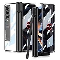 Case for Samsung Galaxy Z Fold 4, All-Inclusive Shockproof Cover, Built-in Kickstand and Magnetic Case with S Pen Slot & Anti-Peep Protective Film,Z fold 4,Black