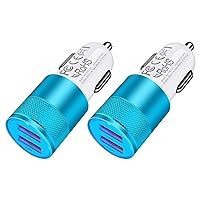 USB Car Charger, 3.4A/18W Fast Charge Phone Car Charger Adapter Plug 2 Port Cigarette Lighter Charger Flush for iPhone 13 12 11 Pro Max Mini SE XS XR X, 6 7 8 Plus, Samsung, Tablet, LG [2Pack]