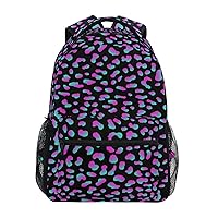 ALAZA Leopard Print Cheetah Animal Neon Backpack Purse with Multiple Pockets Name Card Personalized Travel Laptop School Book Bag, Size M/16.9 in