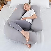 Sasttie Cooling Pregnancy Pillows for Sleeping, 57'' U Shaped Full Body Pillow Pregnant Pillow, Maternity Pillow for Pregnant Women, Pregnancy Must Haves, Light Grey