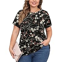 ALIGADUO Womens Summer Casual Plus Size Tunic Tops Short Sleeve Tee Tshirt Color Block Blouse for Leggings