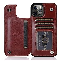 Luxury Leather Case for iPhone 14 13 12 Mini 11 Pro XR X XS Max 8 7 6 6s Plus 5 5S SE 2020 2022 Wallet Stand Phone Cover,Brown,for iPhone 14 Plus 6.7inch