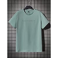 Mens T-Shirt Men Letter Graphic Tee Casual T-Shirt (Color : Mint Green, Size : 4X-Large)