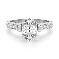 Kiara Gems 3.50 CT Oval Moissanite Engagement Ring 10K 14K 18K Solid Gold Moissanite Diamond Ring 925 Sterling Silver Solitaire Engagement Rings, Wedding Ring, For Women