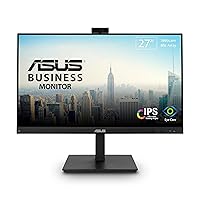 ASUS 27” 1080P Video Conference Monitor (BE279QSK) - Full HD, IPS, Built-in Adjustable 2MP Webcam, Mic Array, Speakers, Eye Care, Wall Mountable, Frameless, HDMI, DisplayPort, VGA, Height Adjustable