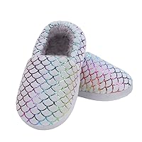 Girls Slippers Mermaid Princess No-Slip Comfy House Slippers Memory Foam House Shoes for Girls Bedroom Indoor Outdoor