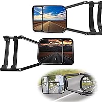 Pack-2 Car Rearview Mirror, Towing Mirror Extensions, Clip-on Plane Mirror, 360 Degrees Rotation Mirror Kits, Auto Mirror Replacements, Universal for Most Cars, Trucks (Black)