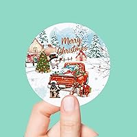 100PCS Stickers Merry Christmas Snowman Sticker, Christmas Tree Truck Dog Vinyl for Cars Laptops, Guitar, Water Bottles Envelope Seals & Goodie Bags Holiday Party Suppliesplies